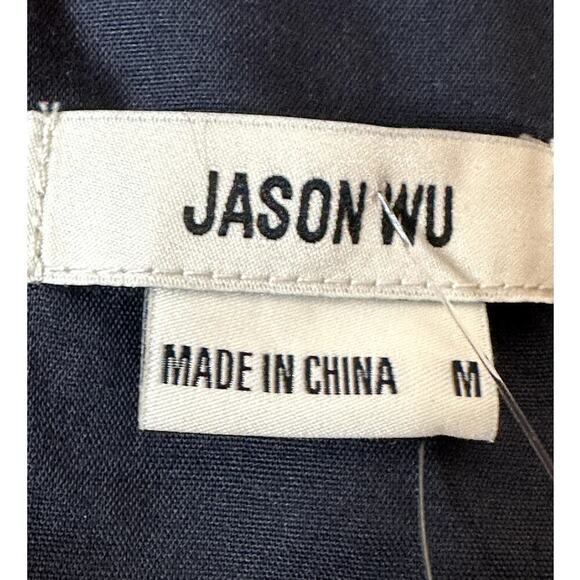 Jason Wu Navy Tan Plaid Cropped Double Breasted Jacket Blazer Women's Size M NWT - Picture 4 of 6